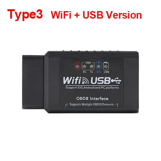 Wifi USB ELM327 Bluetooth V1.5 Wifi USB FTDI чип с переключателем кодов ELM 327 для ford HS CAN и MS CAN OBD2 диагностический инструмент - Цвет: Wifi USB