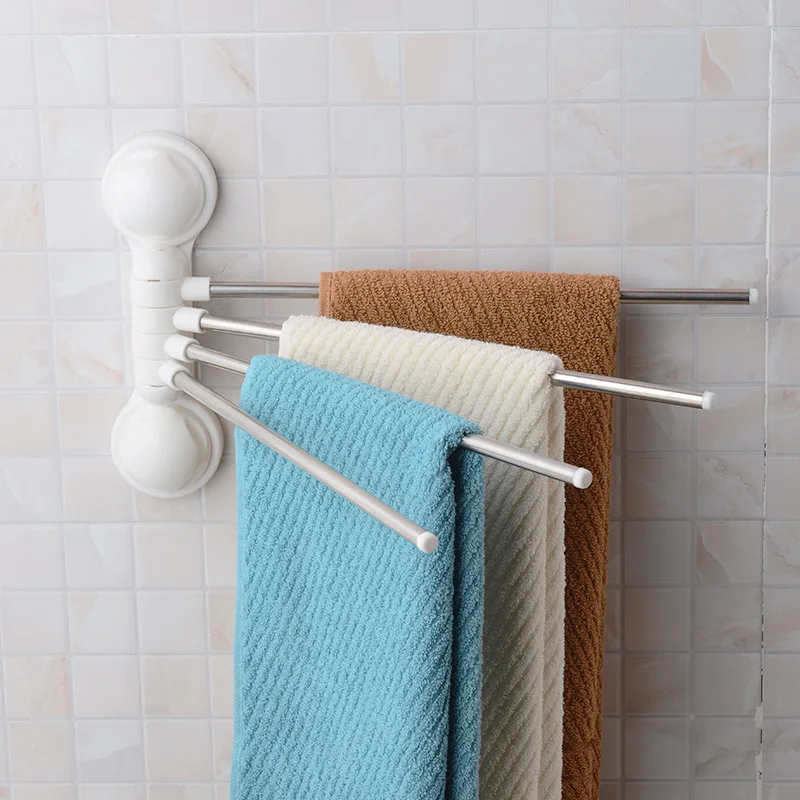 strong suction cup towel rack stainless steel bathroom rod swivel | Обустройство дома