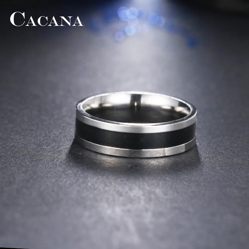 Женские кольца из нержавеющей стали CACANA черные модные ювелирные изделия опт №