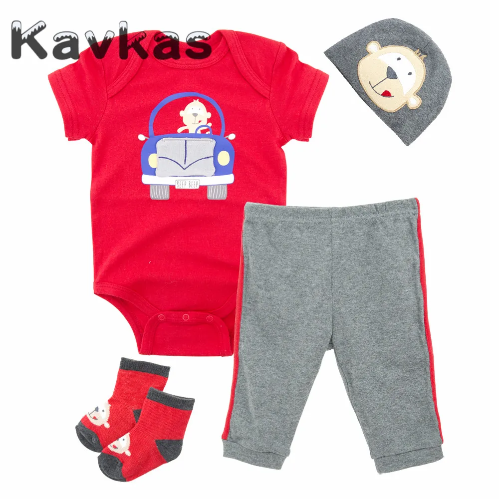 TZ6094 Kavkas/Коллекция года, комплект одежды для маленьких девочек, Летний комбинезон с короткими рукавами с фиолетовой птичкой, боди+ шапочка+ носок+ штаны, Одежда для новорожденных - Цвет: TZ6094