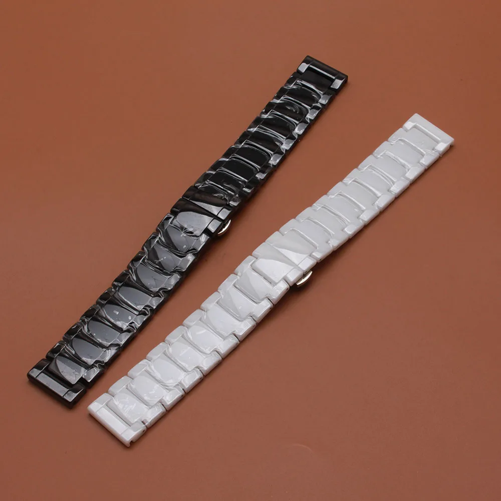 

Polished Ceramic Watchband New for AR1507 AR1508 AR1508 Samsung Galaxy watch S3 gear 46mm Watch bracelet Straps Black White 22mm