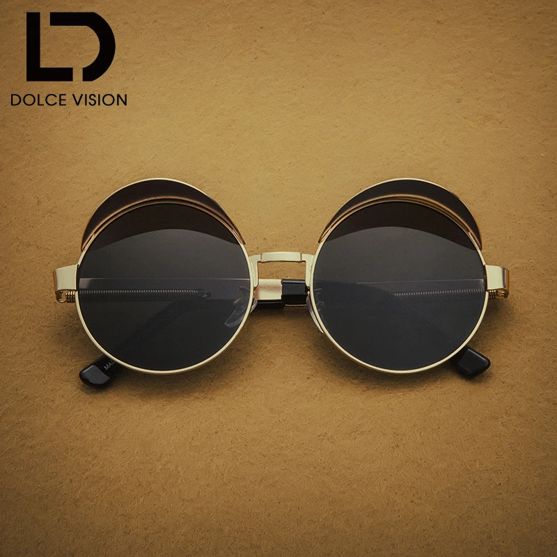 Женские солнцезащитные очки в стиле стимпанк винтажные круглые ретро брендовые