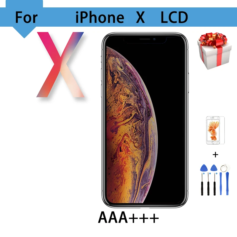 ЖК дисплей AMOLED 5 8 дюйма для iPhone X сенсорный экран бесплатные инструменты