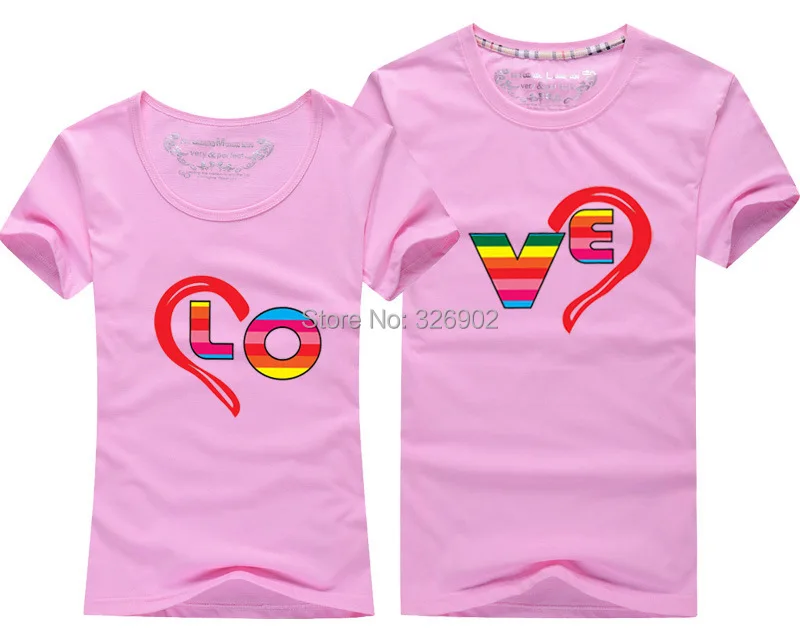 Новинка 2015 обновления пары сердце Для мужчин и женщин любовь футболки Printing100 %