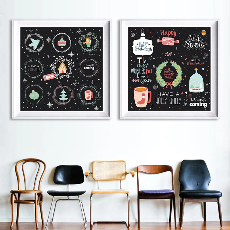 Современная картина с Рождеством Снеговик Холли холст постер настенные