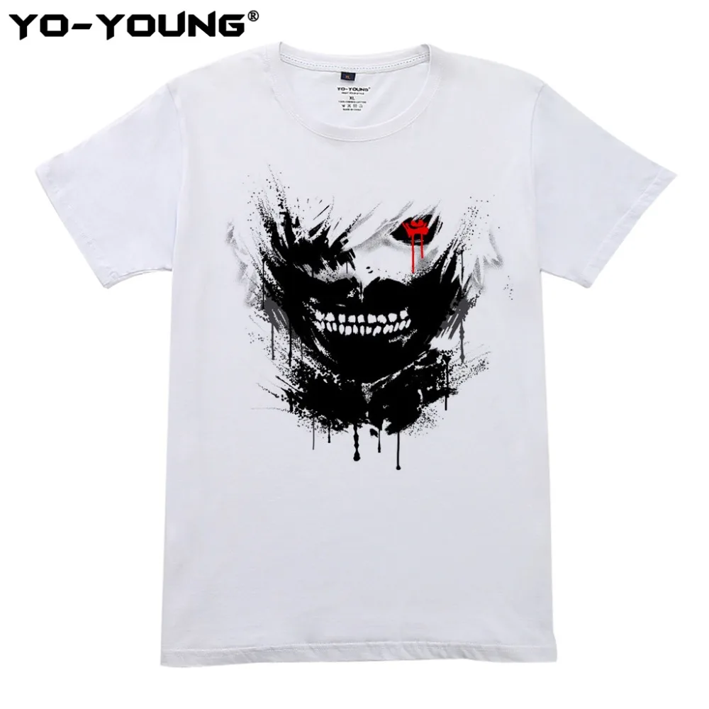 Yo = Young Anime Tokyo Ghoul Летняя мужская футболка с цифровым принтом 100% 180 г чёсаный хлопок