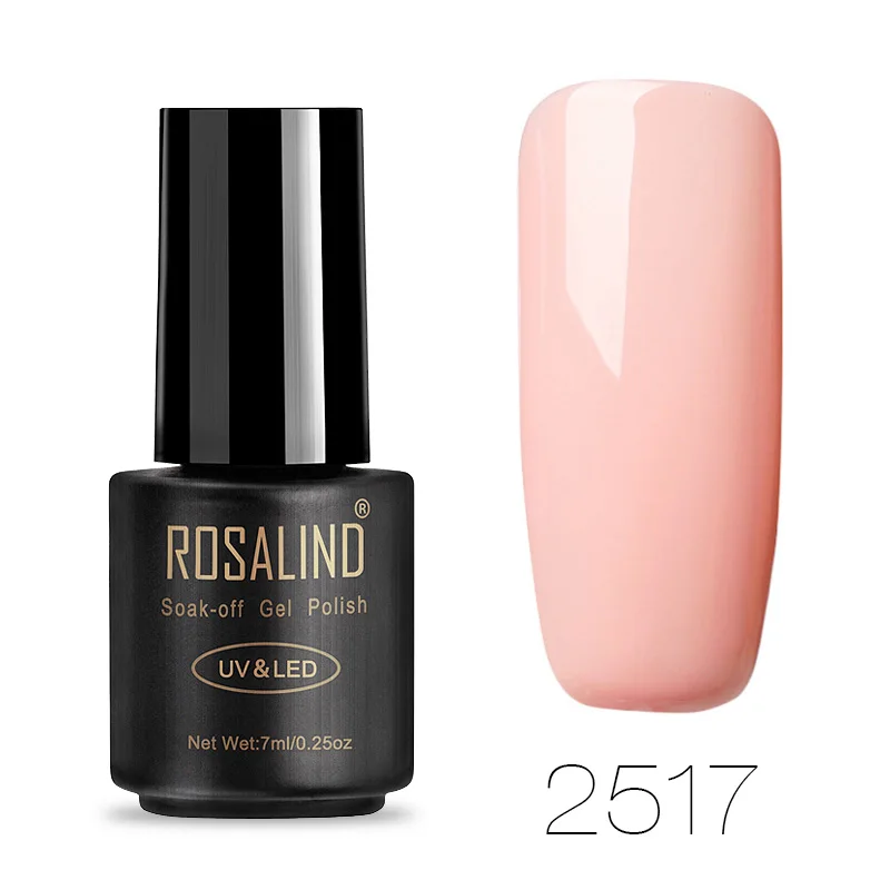 ROSALIND, 7 мл, лак для ногтей, телесный, серый, красный, чистый цвет, гель-лаки для нейл-арта, полуперманентный, УФ, замачиваемый, гель, маникюрный лак - Цвет: 2517