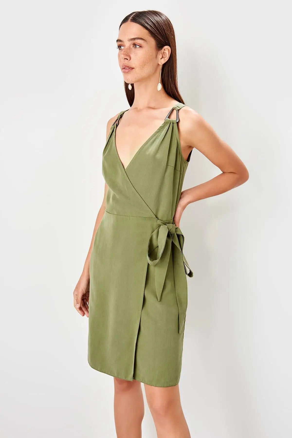 Trendyol платье цвета хаки с пряжкой TWOSS19BB0212|Женские платья| |