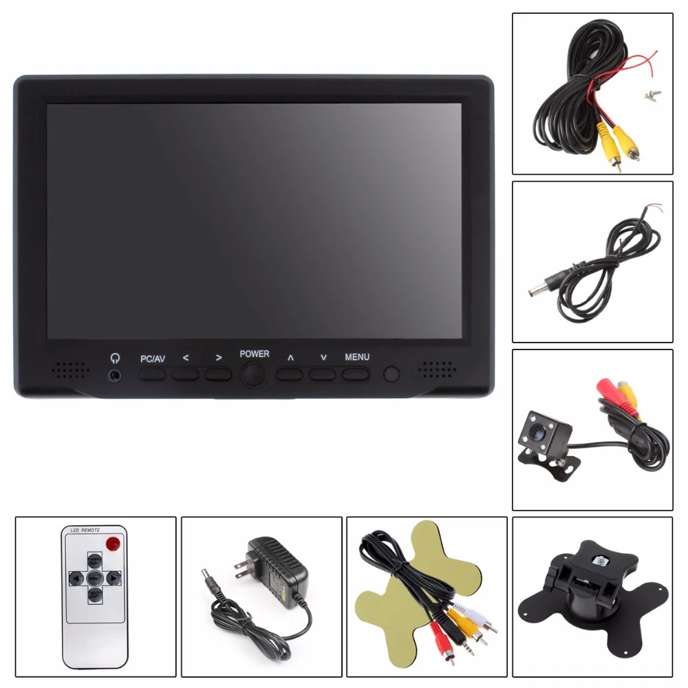 7 дюймовый 800x480 TFT ЖК экран автомобильный монитор с поддержкой AV / VGA HDMI + 420 ТВ линий