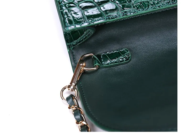 Для женщин Aligator дизайнерская сумка с клапаном Crossbody Сумки из кожи на плечо подвеска на сумку цепи сумка зеленого цвета Вечерние Сцепления