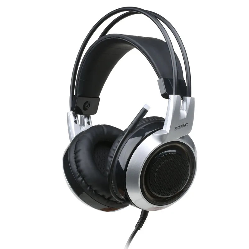 Серебристый SOMIC G951 Игровые наушники гарнитура со светодиодной вставкой вибрационные USB наушники для компьютера ПК ноутбука PS4 геймерские наушники - Цвет: Серебристый