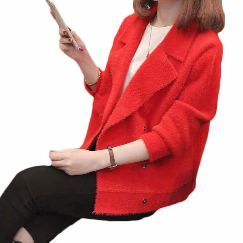 

2018 The new Autumn Winter women cardigan sweater thick coat Female long sleeve knitting warm Slim short coat Loose sweaters