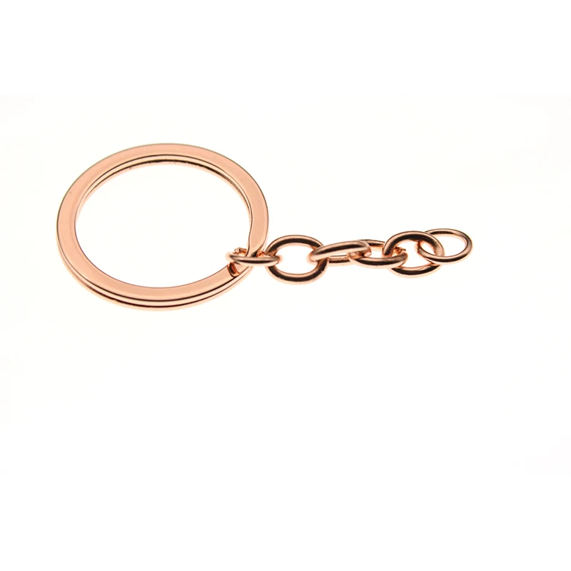 Rose gold 10 шт./лот, брелок для ключей, бронзовое розовое золото, черный цвет, Раздельный брелок для ключей, сделай сам, изготовление ювелирных изделий, llaveros lote - Цвет: Rose gold