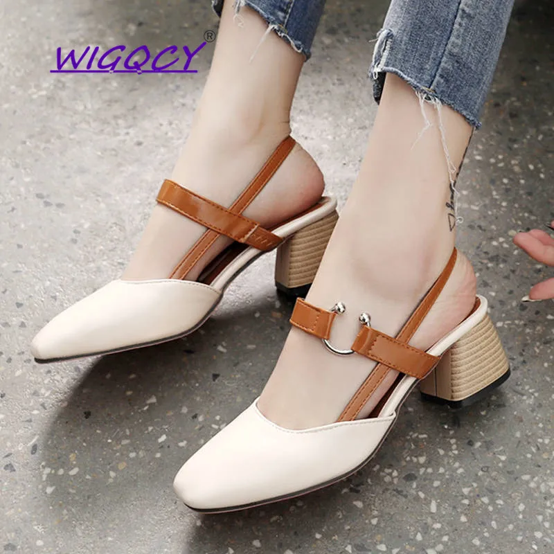 Сандалии женские на высоком квадратном каблуке босоножки с квадратным носком