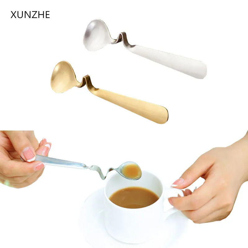 XUNZHE 2 шт. модное кольцо из нержавеющей стали изогнутая ручка повесить ложки кофе