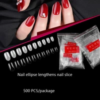 500pcsbag diy round head nail art tips transparentnatural false nails art tips flat shape full cover manicure fake nail
