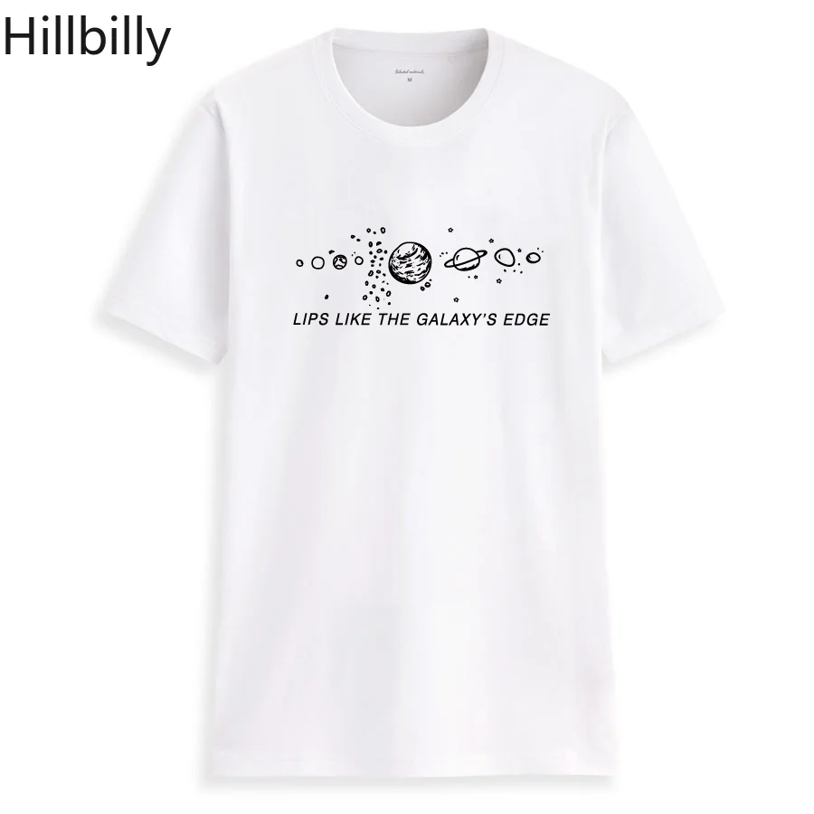 Hillbilly CMK121 Women Harajuku Lips Like The Galaxy's Edge T Shirt for Cotton Tshirts Tees Letters Casual T-shirt | Женская одежда
