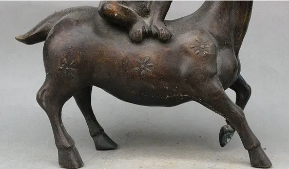 YM 322 китайская Бронзовая позолоченная статуя зодиака Yaer Monkey Hold RuYi Ride Sika Deer | Дом и