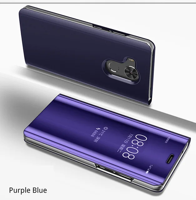 Purple Умный кожаный откидной зеркальный чехол с подставкой для huawei mate 8 9 10 Pro Lite P8 P9 P10 Plus P20 Pro P20 P Smart Honor 10 - Цвет: Purple