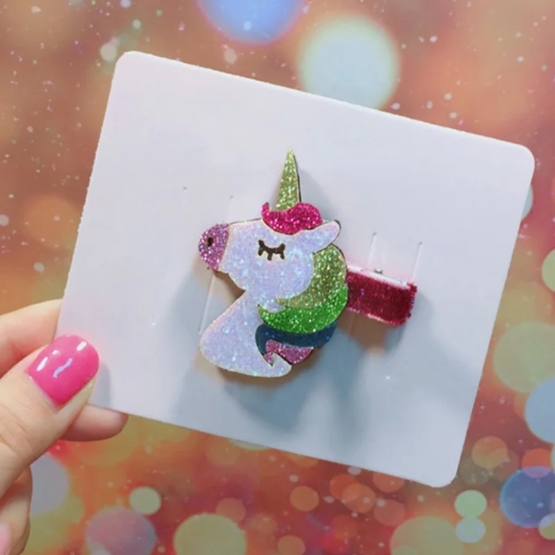 Милые блестящие Единорог заколка для волос для малышей с блестками заколочки для волос Star тиара с бантиком детские заколки повязка на голову детские украшения для волос