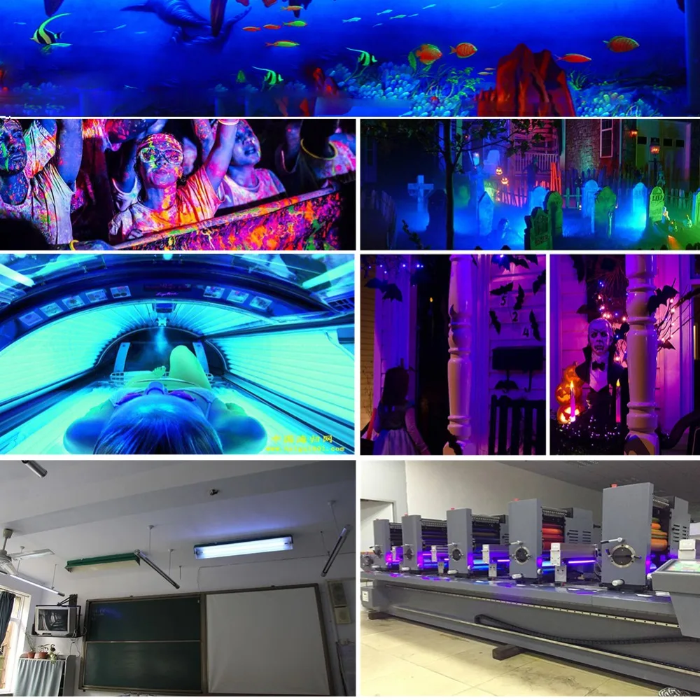 Black Light Luz Negra Solarium Bulb Effect Stage Bar Paint Ink Glass Glue Cure 60cm Tube UV 365 395 NM Led Ultravioleta Lamp | Лампы и