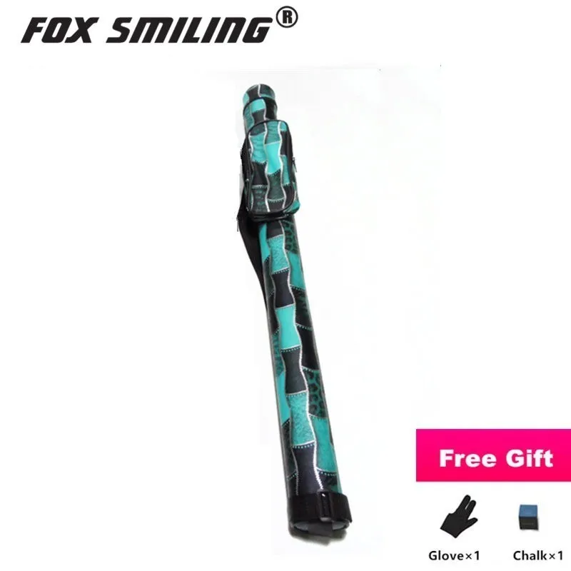 Fox Smiling 2 отверстия 1/2 кий для бассейна чехол 81 см Длина Pu Бильярдные кии аксессуары для бильярда Китай 4 цвета - Цвет: Green