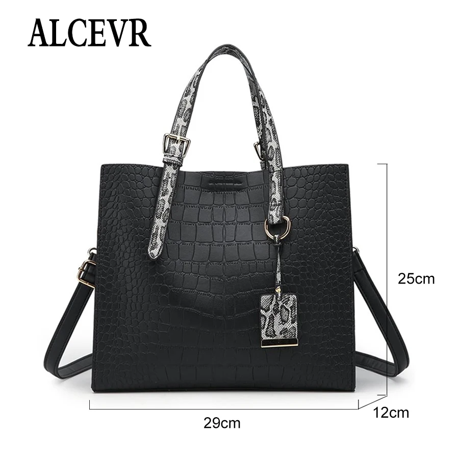 ALCEVR Simple Style Alligator PU Leather Shoulder Bags Solid Color Soft Handbags For Female Casual Crossbody Women | Багаж и сумки
