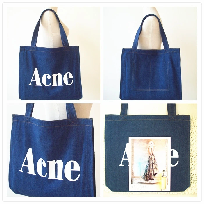 Синие простые винтажные джинсы с буквенным принтом джинсовые женские сумки для