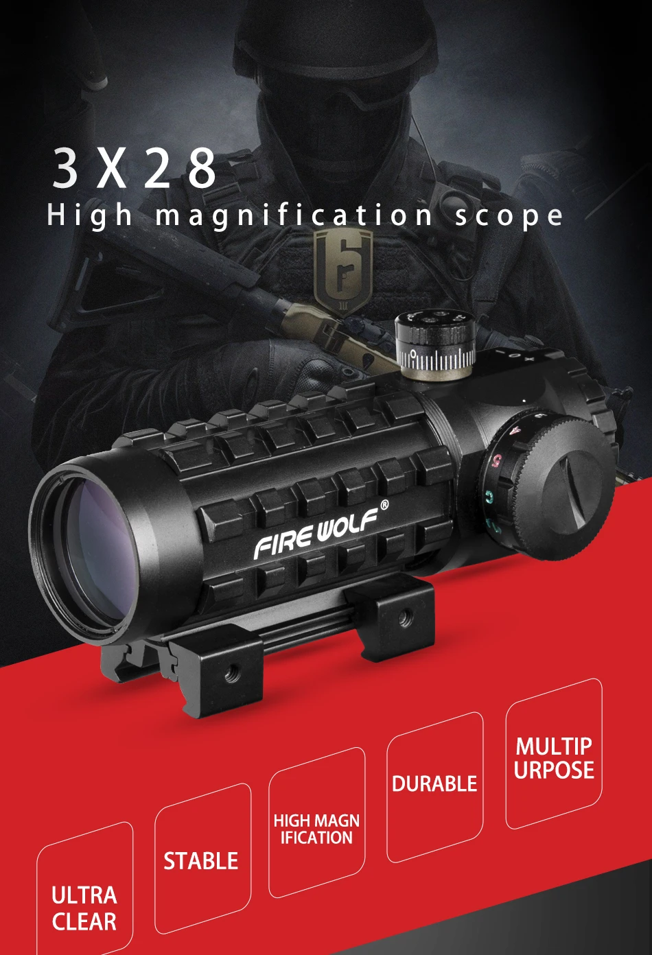 Огненный волк 3X28 зеленый Red Dot Крест прицел тактический оптика подходят 11/20 мм регулируемый железнодорожный прицелы для охоты
