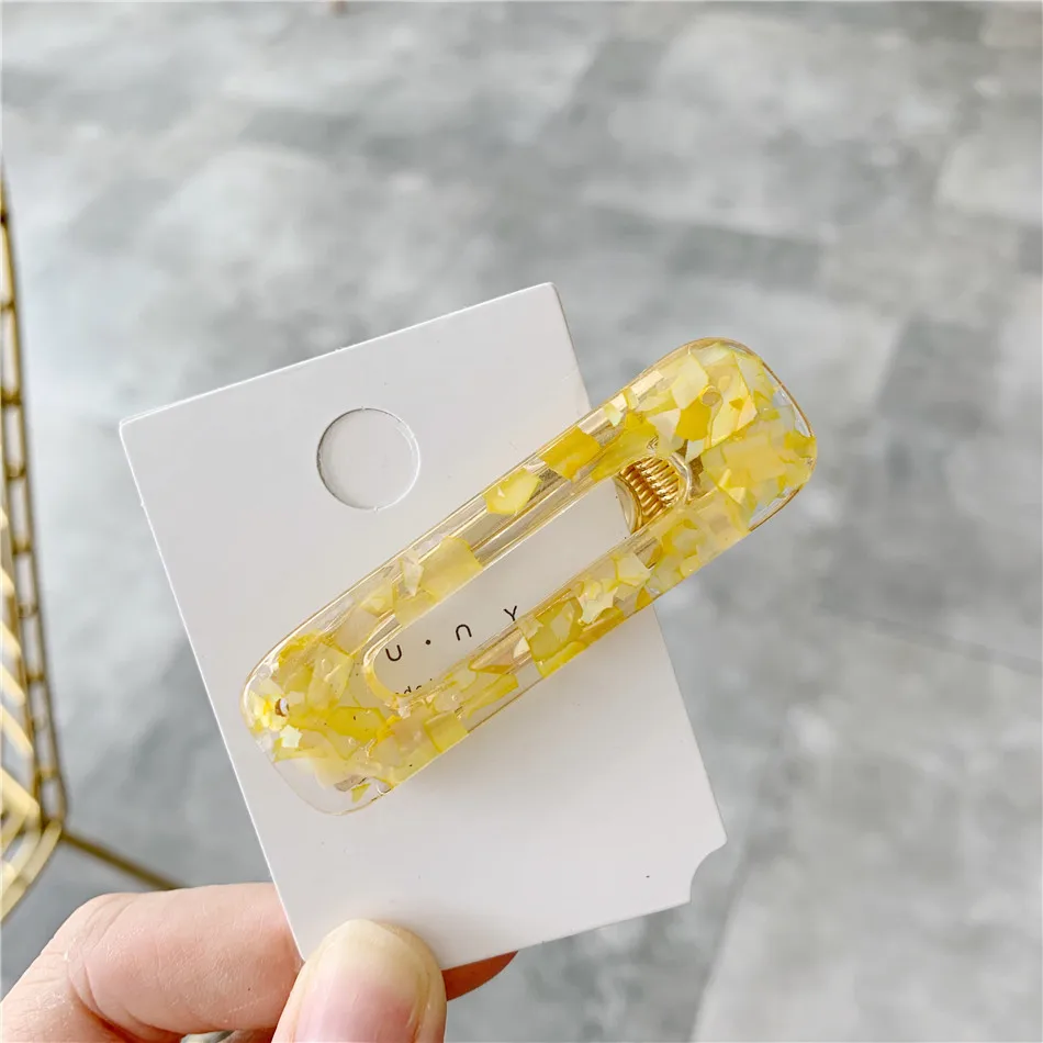 Square Yellow Новинка, женские шпильки, акриловые полые, прямоугольные, капля воды, заколки для волос, геометрические, жестяная фольга, блестки для волос, шпильки, ювелирные Заколки - Окраска металла: Square Yellow