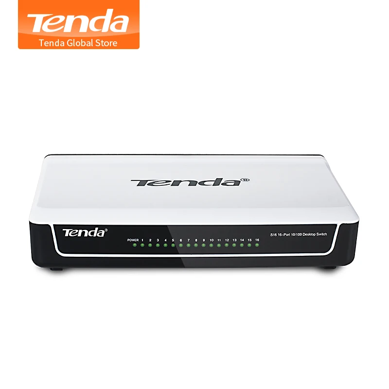Tenda S16 16 Порты и разъёмы Настольный Ethernet коммутатор 10/100 Мбит/с Автоматическое