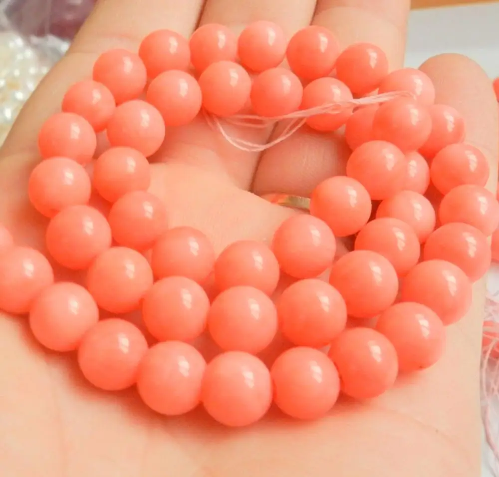 

8mm Natural Japan Sea Pink Coral s Round Loose Beads 15" AAA #@