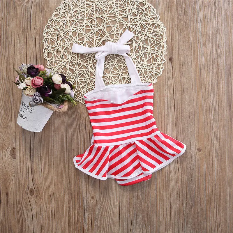 Детский купальник бикини в полоску с бантом для малышей детский купальный костюм