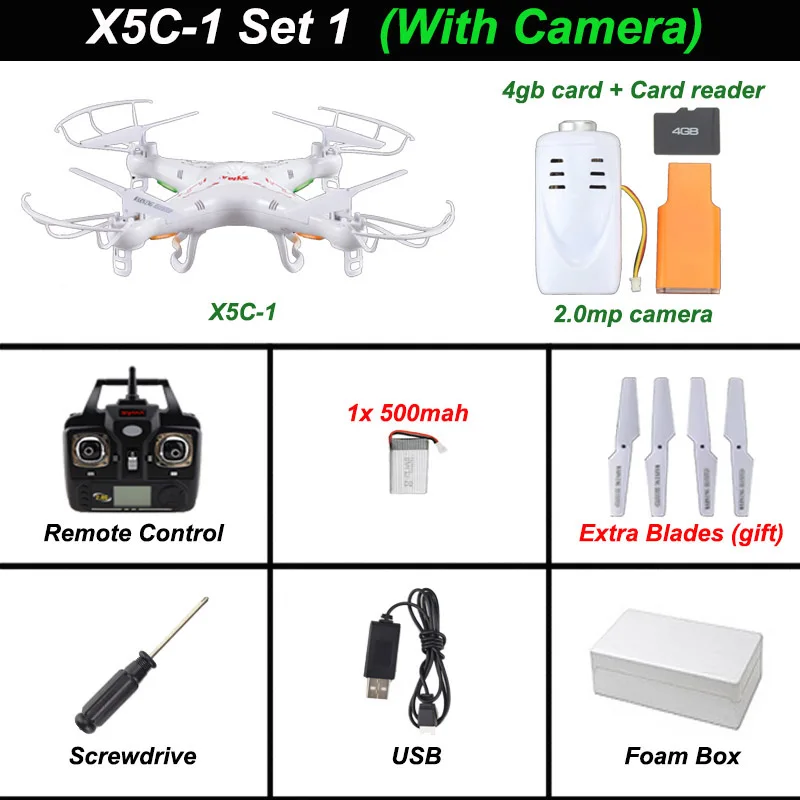 Syma X5C x5c 1 гироскопа RC Quadcopter Drone дистанционного вертолет Квадрокоптер с Камера 2.0MP
