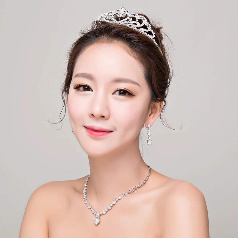 3 шт./компл. принцессы Свадебные Комплекты ювелирных украшений горный хрусталь