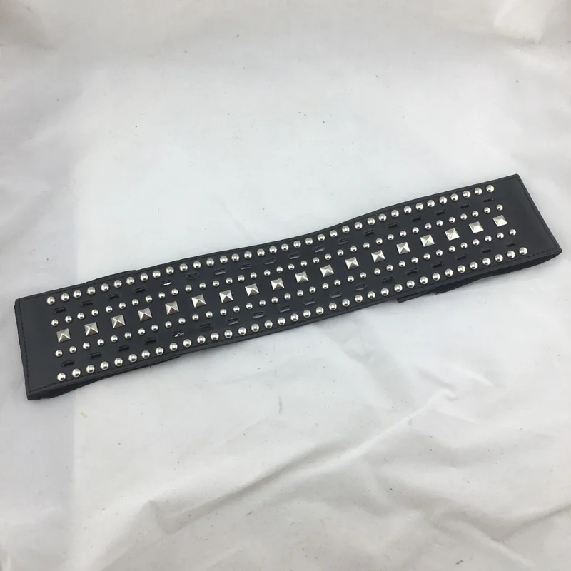 New Fashion Punk Metal Rivet Elastic Waist belt Unisex Wide Belt Hollow out Cummerbund for Women Girdle Dress Decoration | Аксессуары