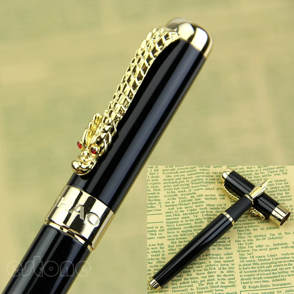 

JINHAO 1200 18KGP MEDIUM NIB DRAGON FOUNTAIN PEN BLACK W15