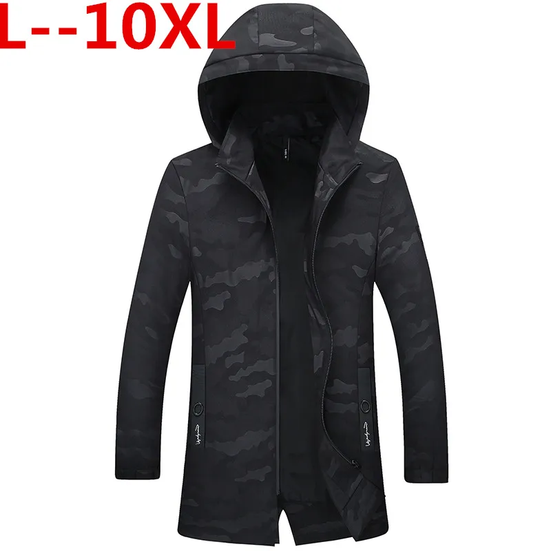 10XL 8XL 6XL 5XL 4XL Новые камуфляжные Длинные куртки пальто мужчины брендовая одежда модная верхняя одежда мальчиков наивысшего качества стрейч военной пальто - Цвет: Черный