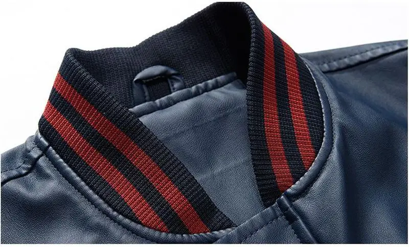 Мужская бейсбольная куртка с вышивкой из ПУ кожи | одежда