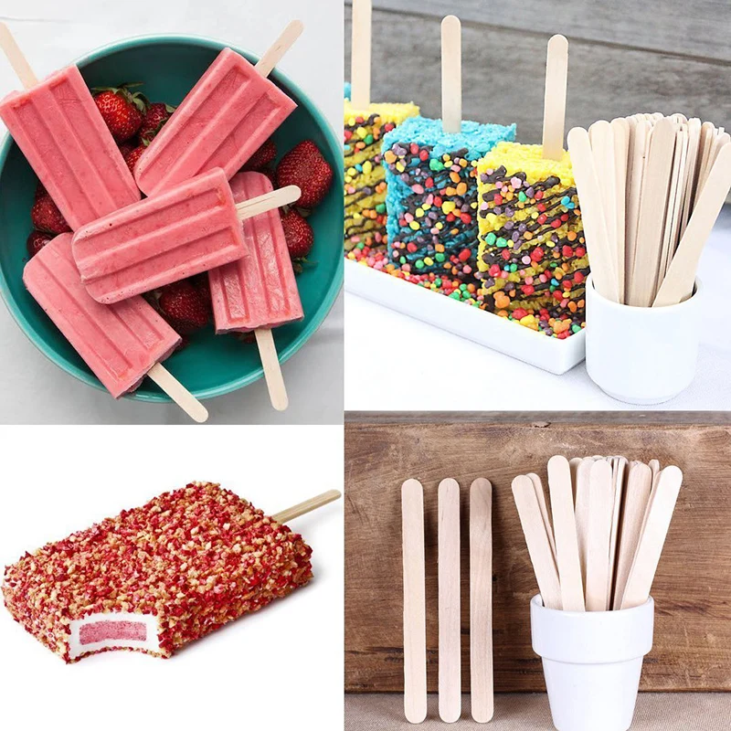 Craft Sticks Ice Cream Sticks Wooden Popsicle Stick 11.4cm(4-1/2") Length Treat Ice Pop For Beverage Resin Mold Handmade Tools images - 6
