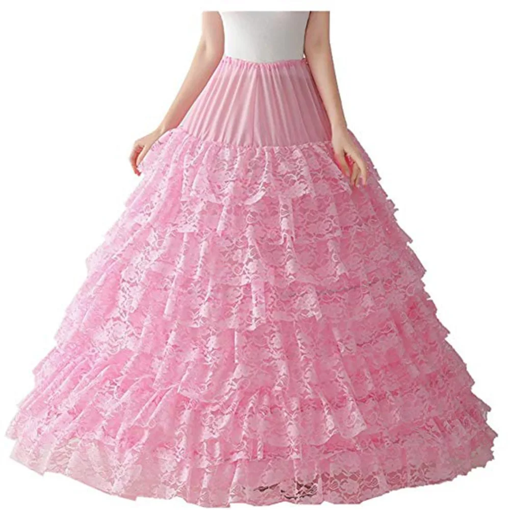 Colorful Lace Petticoat Floor Length Long Ball Gown Underskirt Without Hoop 9 Layers Women Crinoline Bridal 2019 | Свадьбы и