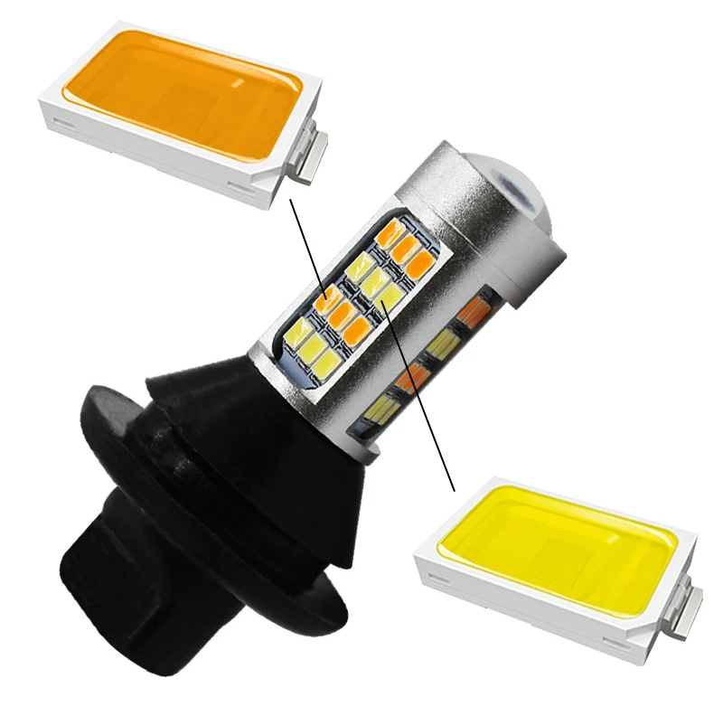 2 шт. светодиодный 1156 BA15S BAU15S P21W PY21W светодиодный 42SMD T20 7440 W21W поворотные сигнальные огни DRL двойной Цвет Автомобильная лампочка 12V для автомобильных фар