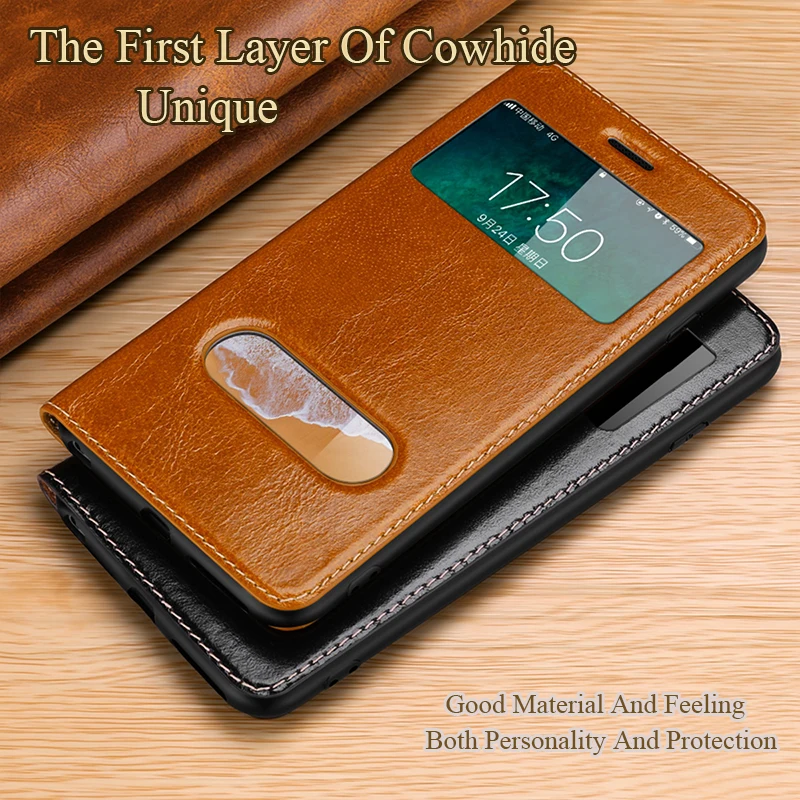 Оригинальный чехол из натуральной кожи с функцией Smart View Touch для iPhone 6 6s Plus plus