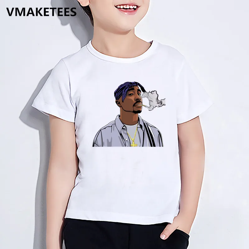 Детская футболка с принтом «Тупак 2pac» в стиле хип-хоп Детская летняя футболка с короткими рукавами для мальчиков и девочек забавная повседневная одежда для малышей HKP287