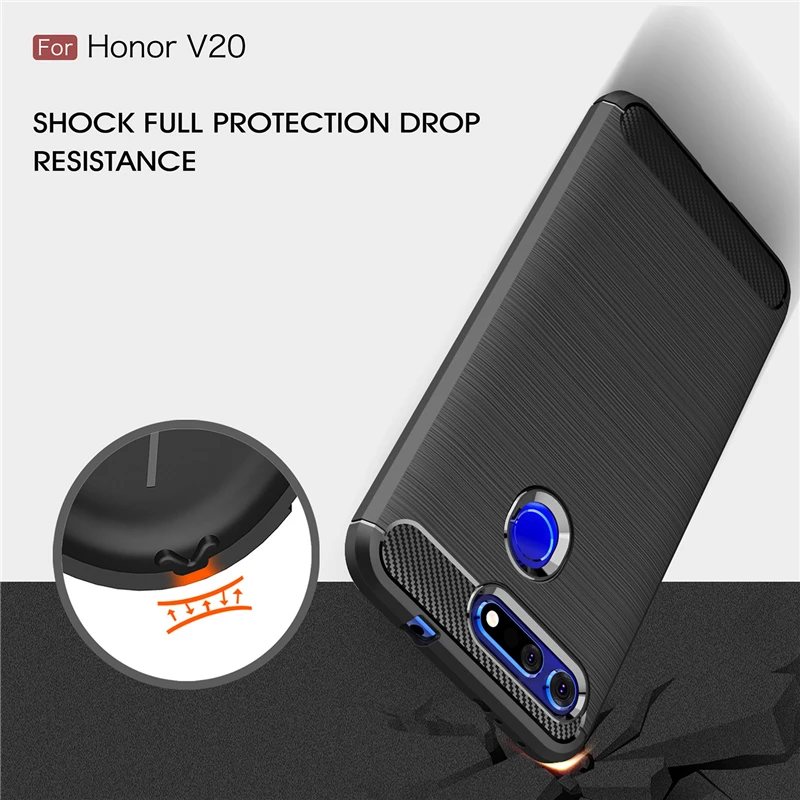 Чехол из углеродного волокна Wolfsay для Huawei Honor View 20 резиновый бампер силиконовый