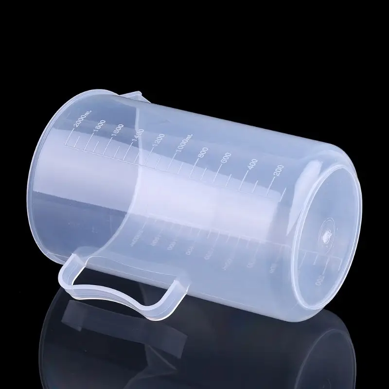 2000 мл полипропиленовый стакан с емкостью ручки Прозрачный лабораторный белый