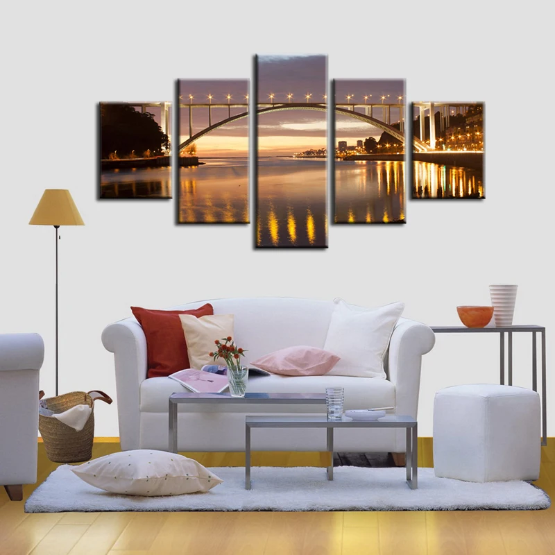 Картина на холсте Ночной мост для гостиной 5 шт.|picture for living room|wall picturespainting picture |