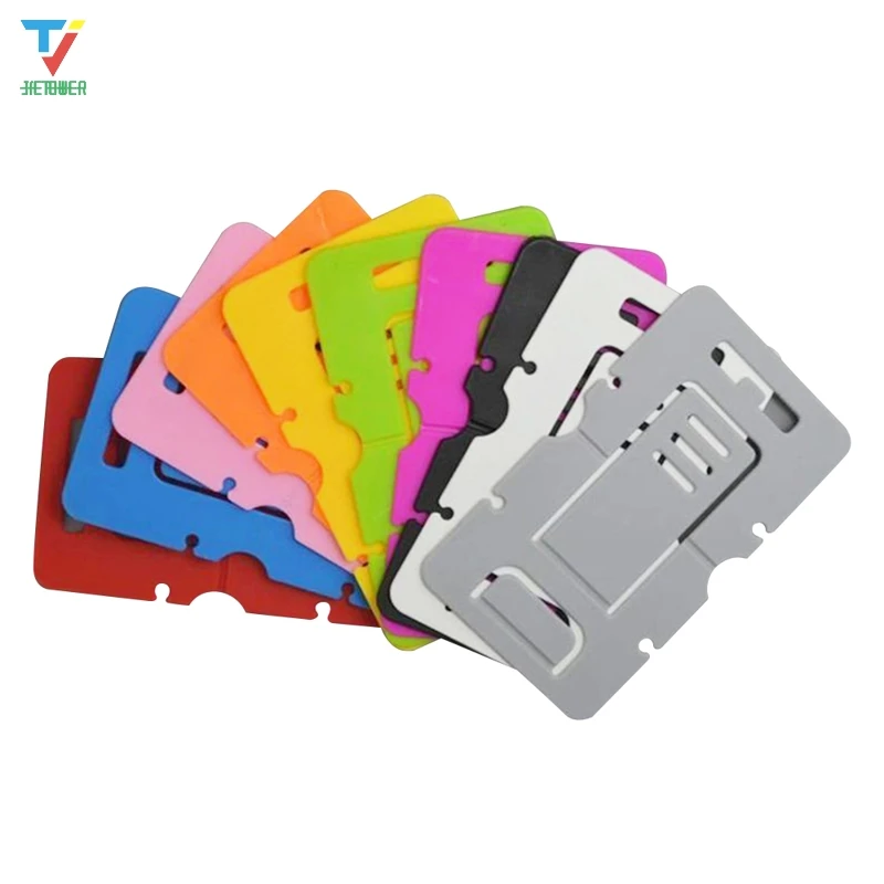 

5000pcs/lot Candy Color Phone Holder Plastic Card Folding Mobile Phone Holders Universal Bracket For samsung HTC card stand