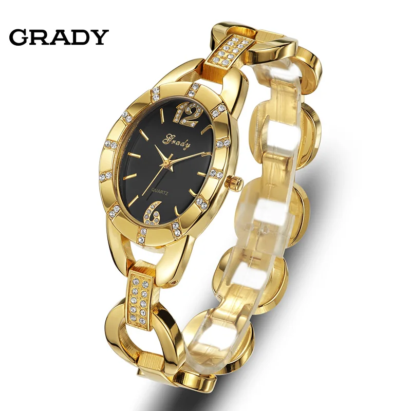 Grady модные золотые женские часы с золотым циферблатом Женские часы 3 цвета кварцевые часы