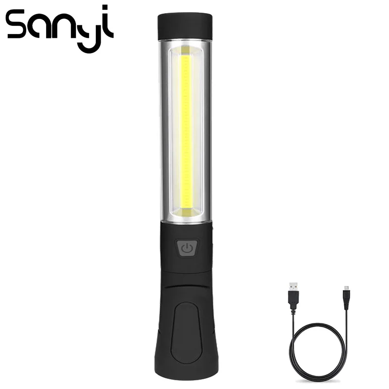 SANYI USB Встроенный аккумуляторный фонарик Магнитный фонарь светодиодный COB
